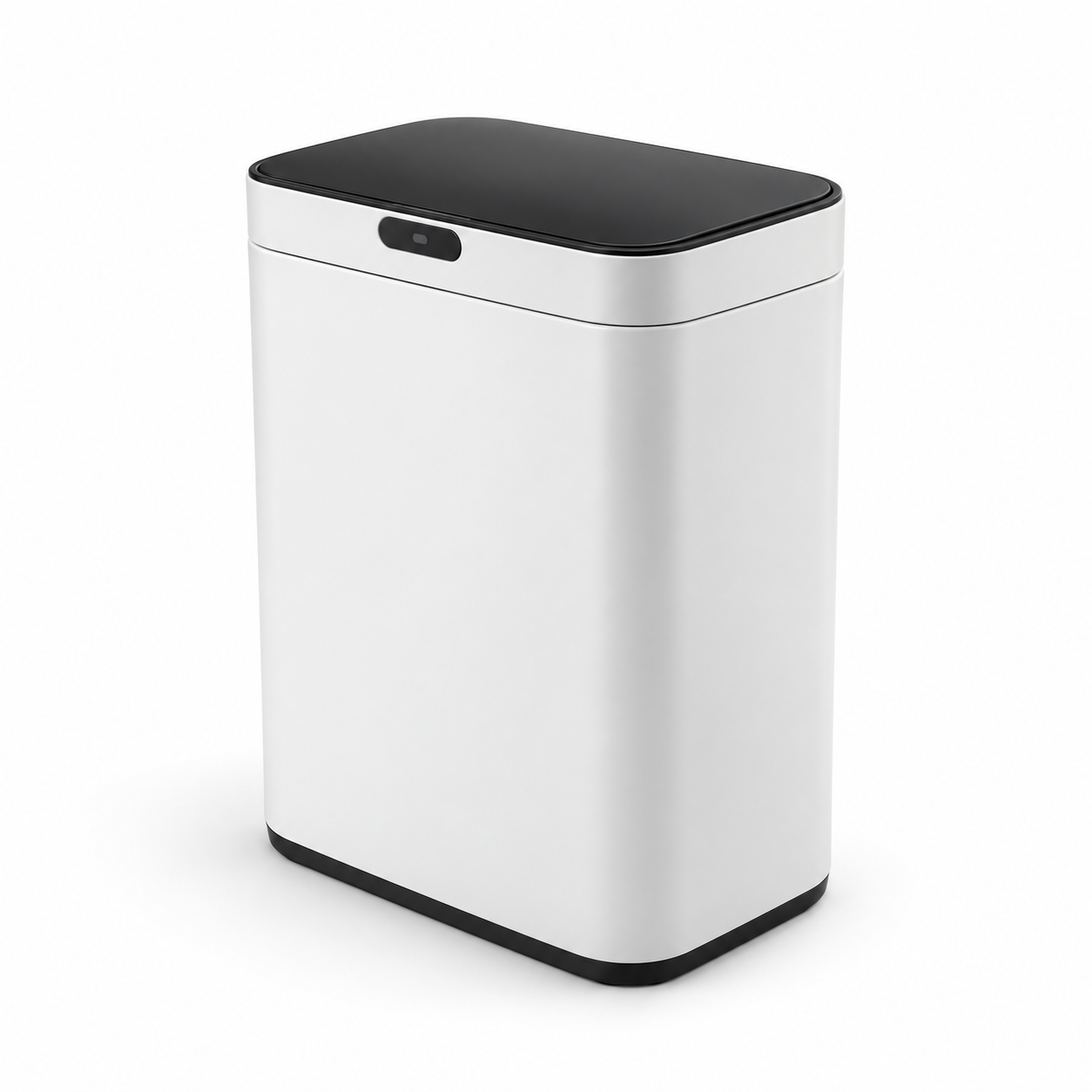Papelera Automática con Sensor, blanca con tapa negra